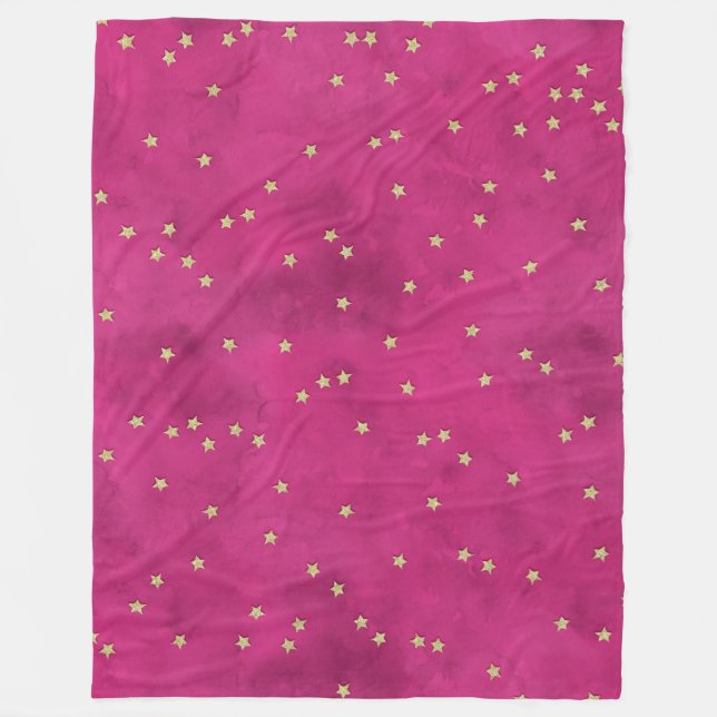 Cobertor De Velo Estrelas do ouro em Fundo Rosa (Frente)