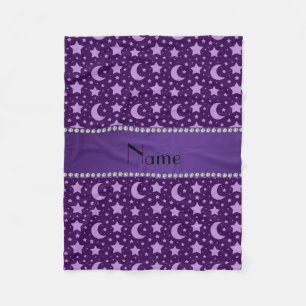 Cobertor De Velo Estrelas e luas roxas conhecidas personalizadas