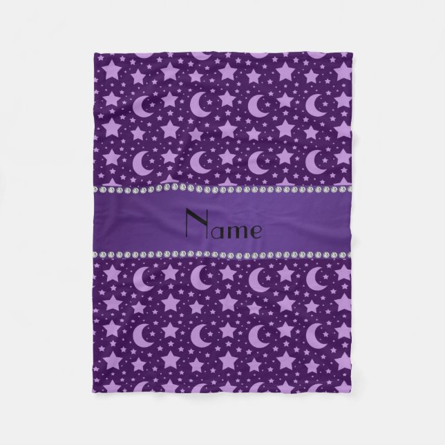 Cobertor De Velo Estrelas e luas roxas conhecidas personalizadas (Frente)