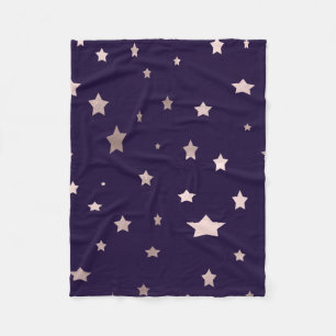 Cobertor De Velo estrelas rosa douradas elegantes sobre fundo roxo