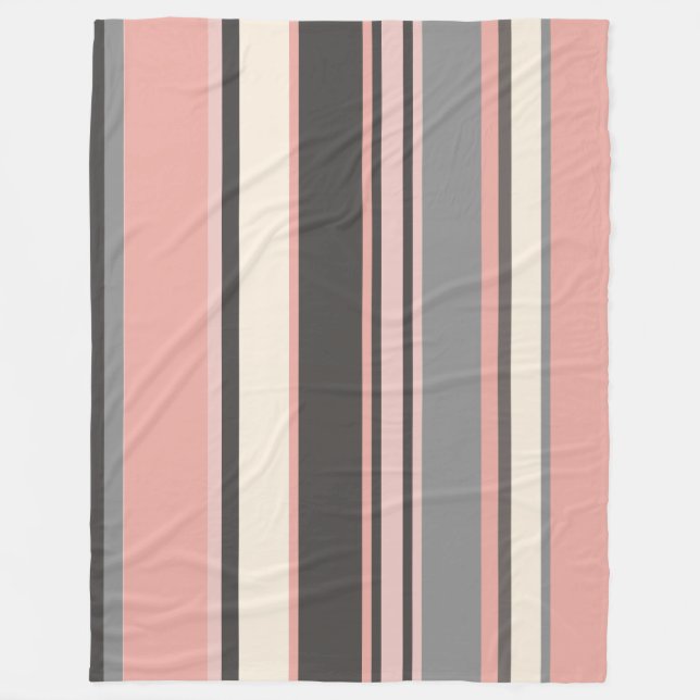 Cobertor De Velo Estrias Modernas do Médio Rosa e Cinza (Frente)
