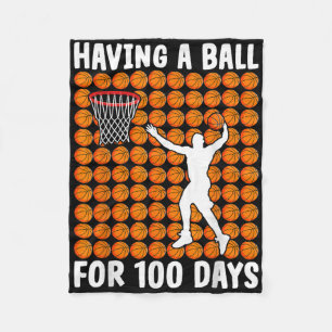 Cobertor De Velo Estudante de basquete do 100º Dia com Bola 100 Dia