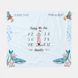 Cobertor De Velo Etapa do Bebê Gêmeo das Baleias Azuis