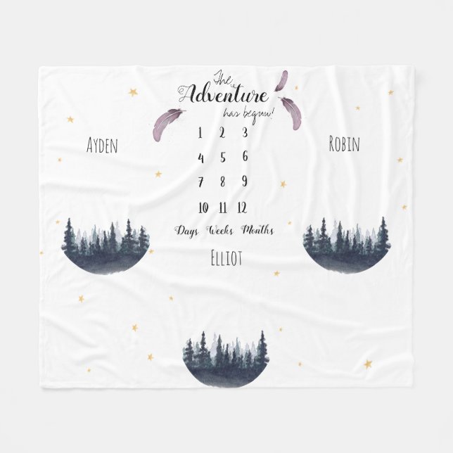 Cobertor De Velo Etapa tripla de aventura de Aquarela Personalizada (Frente (Horizontal))