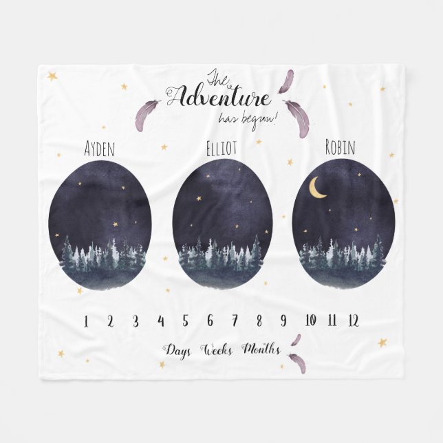 Cobertor De Velo Etapa tripla de aventura de Aquarela Personalizada (Frente (Horizontal))