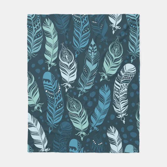Cobertor De Velo Ethnic feathers seamless pattern (Frente)