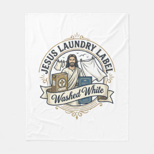 Cobertor De Velo Etiqueta de Lavanderia Jesus Lavado Branco Jesus L