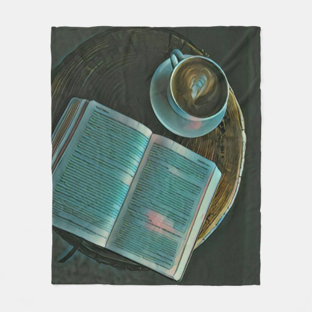Cobertor De Velo Eu adoro café e livros (Frente)