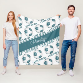 Cobertor De Velo Eu adoro o padrão de texto do futebol garotas tear