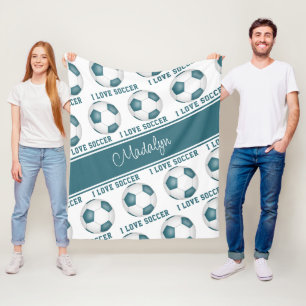 Cobertor De Velo Eu adoro o padrão de texto do futebol garotas tear