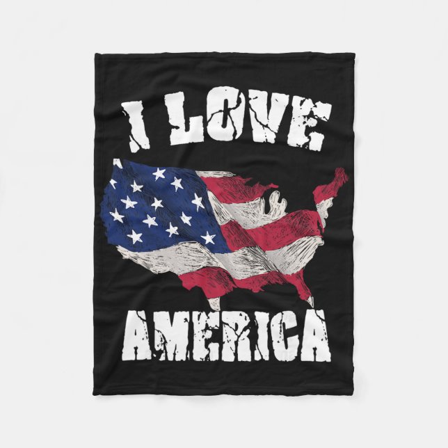 Cobertor De Velo Eu Amo a América Usa Presente de 4 de Julho (Frente)