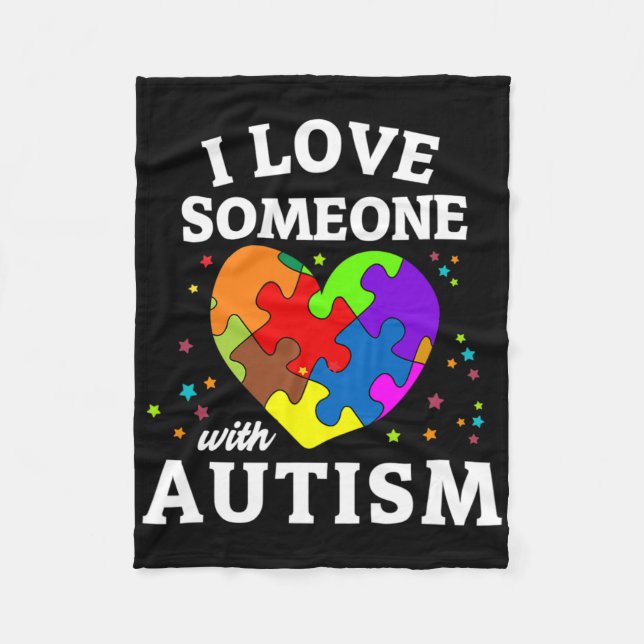 Cobertor De Velo Eu Amo Alguém Com Autismo  (Frente)