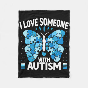 Cobertor De Velo Eu Amo Alguém Com Autismo Borboleta Azul Autismo A