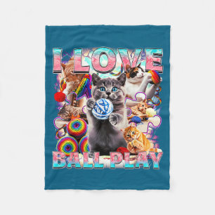 Cobertor De Velo Eu Amo Bola Brincar Gatinhos Fofos Rolo De Lã Kitt