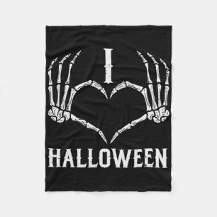 Cobertor De Velo Eu Amo Esqueleto De Halloween Mãos Mulheres Coraçõ
