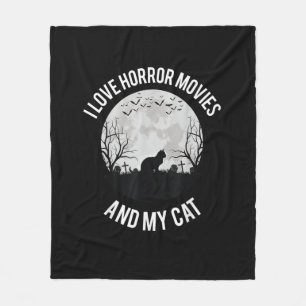 Cobertor De Velo Eu Amo Filmes De Horror E Meu Gato