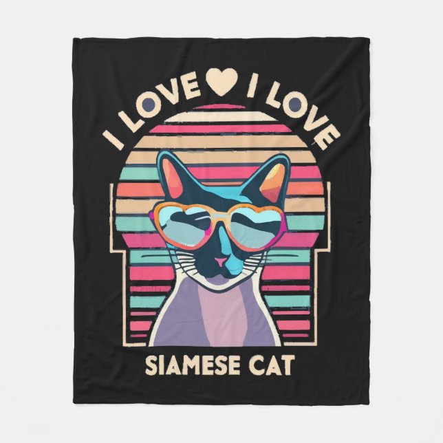 Cobertor De Velo Eu amo gato siamês (Frente)
