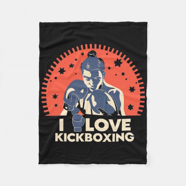 Cobertor De Velo Eu Amo Kick-boxing Boxe Amor Kickboxer Kickboxin (Frente)