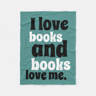 Cobertor De Velo Eu amo livros Fleece Blanket (branco e branco)