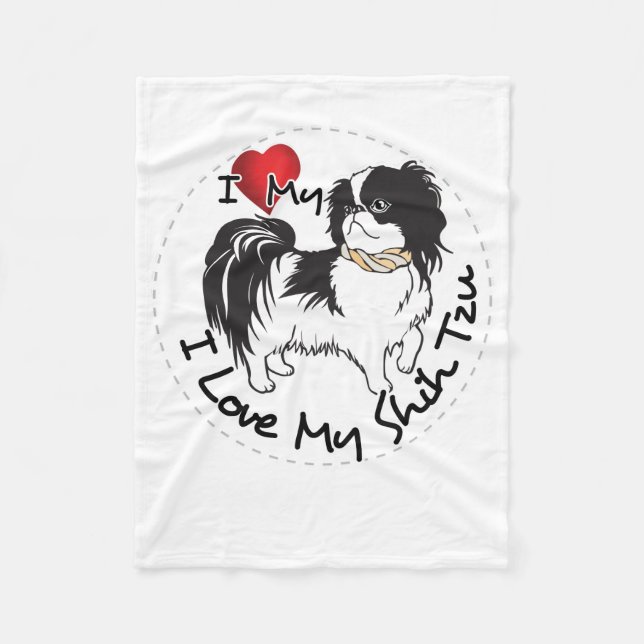 Cobertor De Velo Eu amo meu cão de Shih Tzu (Frente)