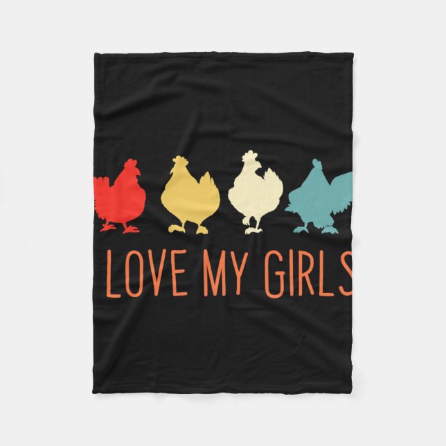 Cobertor De Velo Eu Amo Meu Frango de Meninas Eu Amo Minhas Galinha (Frente)