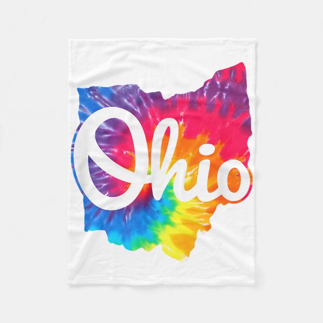 Cobertor De Velo Eu Amo Meu Lar Ohio Script Tie Dye Ohio (Frente)
