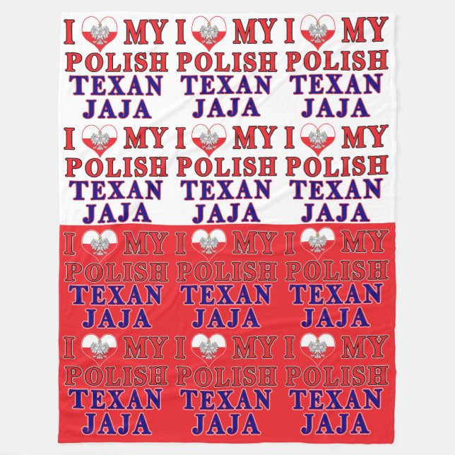 Cobertor De Velo Eu Amo Meu Texan Polonês Jaja (Frente)