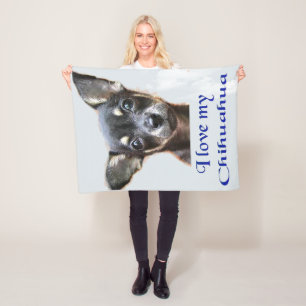 Cobertor De Velo Eu amo o meu Chihuahua