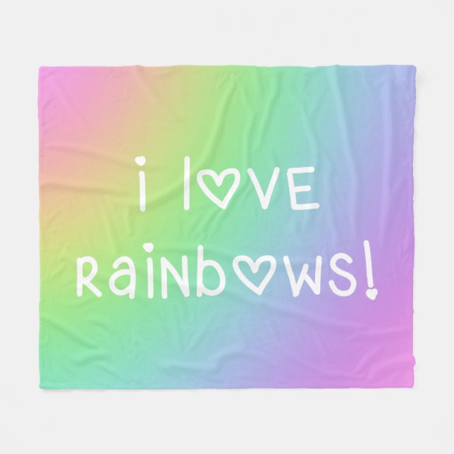 Cobertor De Velo Eu Amo Rainbows Fleece Blanket (Frente (Horizontal))