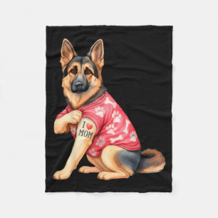 Cobertor De Velo Eu Amo Tatuagem de Mãe Cachorro Pastor Alemão Engr