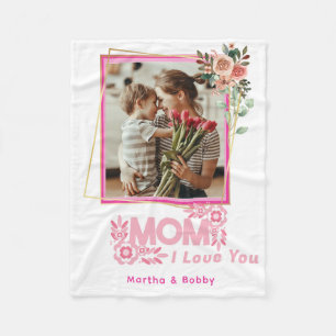 Cobertor De Velo EU AMO VOCÊ MÃE Mamãe Foto Personalizada Moderna