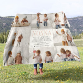 Cobertor De Velo Eu Amo Você Nonna | Colagem de Fotos Personalizada