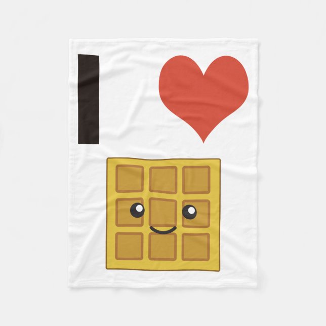 Cobertor De Velo Eu amo waffles (Frente)