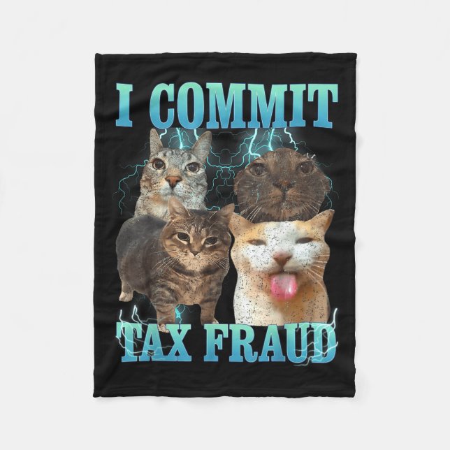 Cobertor De Velo Eu Cometo Fraude Fiscal Funny Cat Meme Bootleg Grá (Frente)