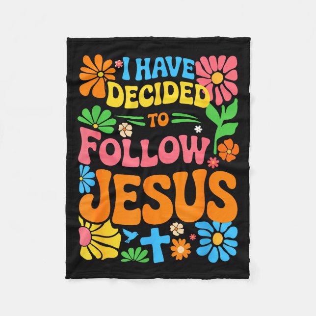 Cobertor De Velo Eu Decidi Seguir Jesus Retro Boho Cristão (Frente)