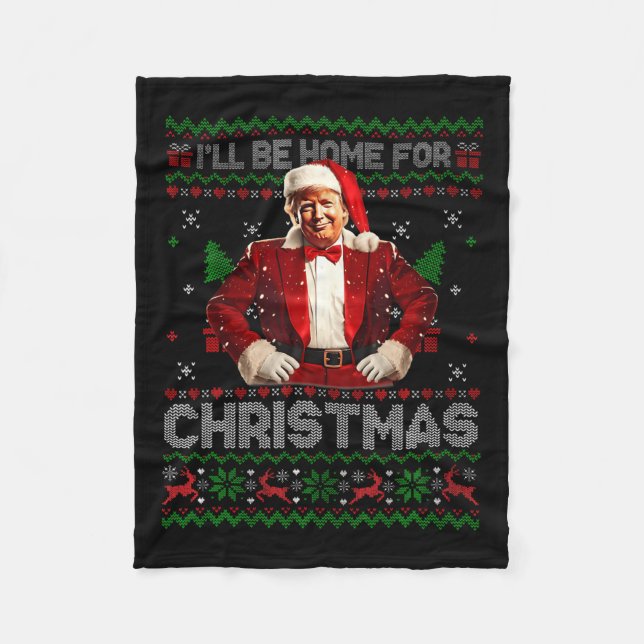 Cobertor De Velo Eu estarei em casa para o Natal Trump Pajamas Holi (Frente)