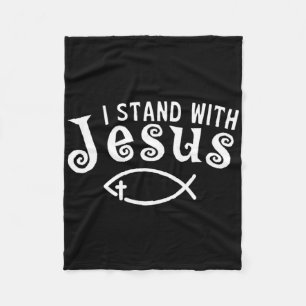 Cobertor De Velo Eu Fico Com Jesus Testemunho Cristão Fé Peixe 