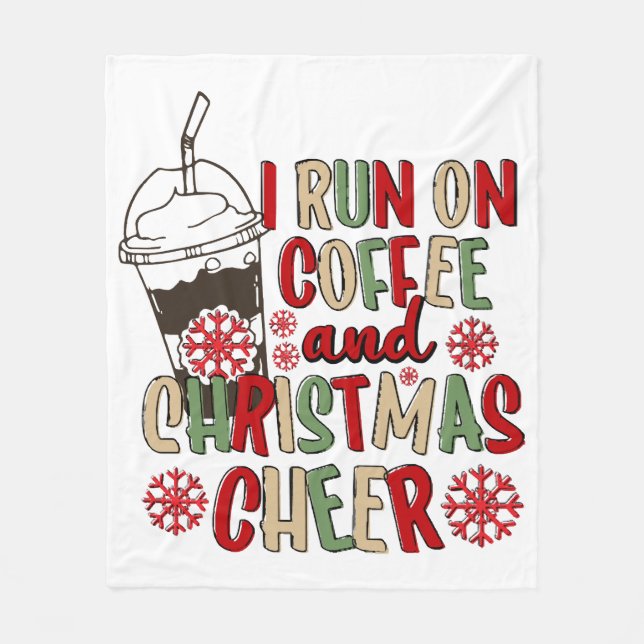 Cobertor De Velo Eu Funciono Com Café e Alegria de Natal (Frente)