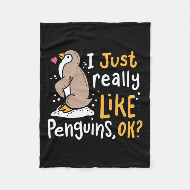 Cobertor De Velo Eu Gosto Muito De Pinguins. (Frente)