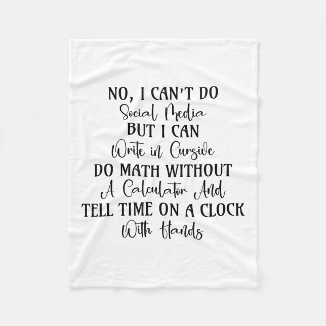 Cobertor De Velo Eu não posso fazer mídia social, mas citações hilá (Frente)