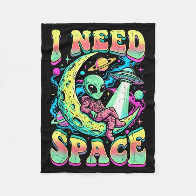 Cobertor De Velo Eu Preciso Astronomia Espacial Alien Retro (Frente)