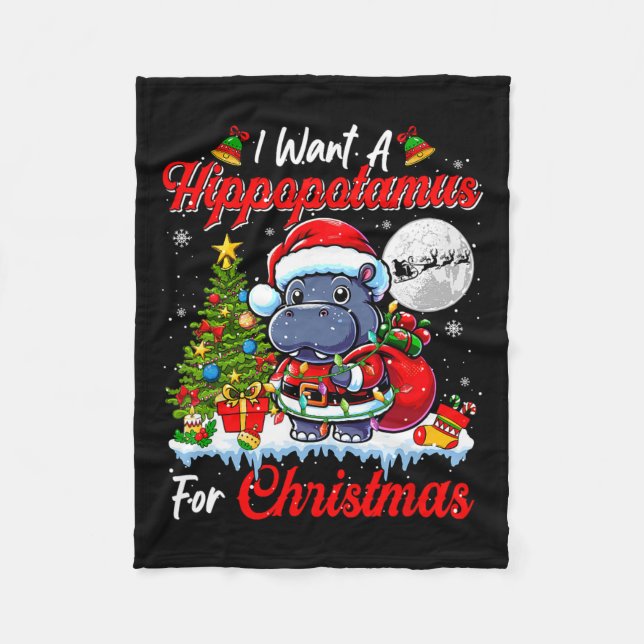 Cobertor De Velo Eu Quero Um Hippo Para Papais noeis De Natal Bonit (Frente)