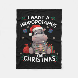 Cobertor De Velo Eu Quero Um Hippopotamus Para A Diversão Do Natal