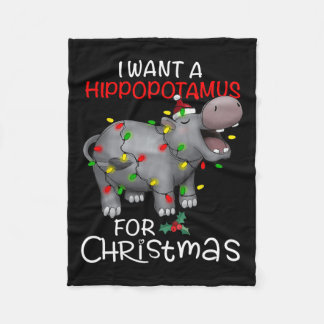 Cobertor De Velo Eu Quero Um Hippopotamus Para O Natal Xmas Hippo P