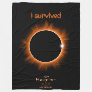 Cobertor De Velo Eu Sobrevivi a 2024 Solar Eclipse Fleece Blanket