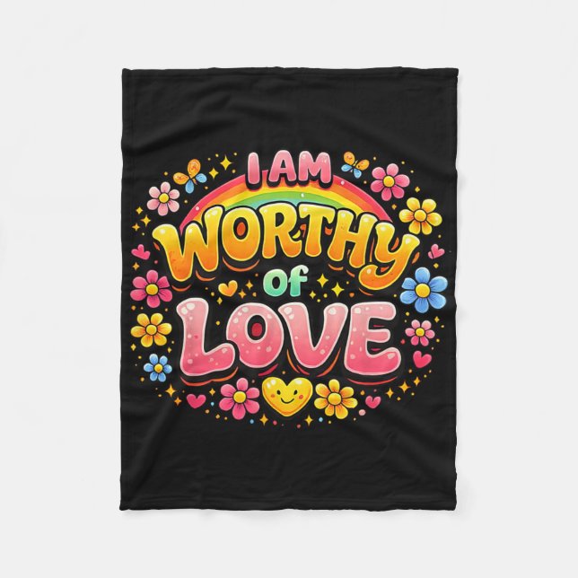 Cobertor De Velo Eu Sou Digno De Amor Gráfico  (Frente)