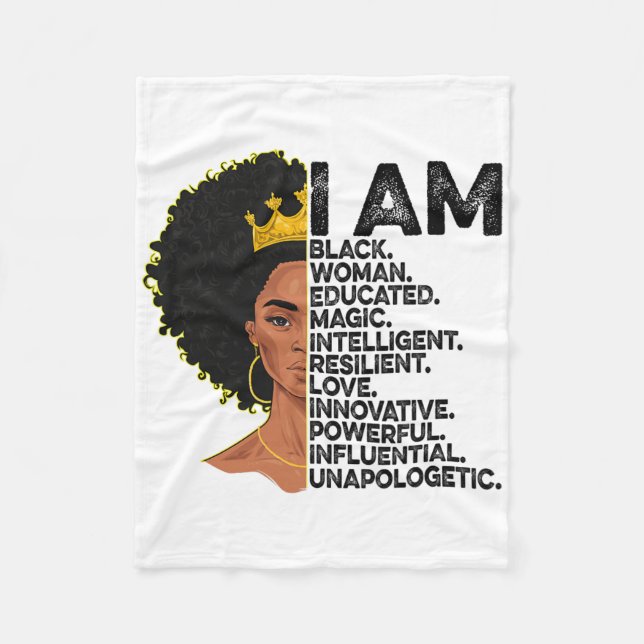 Cobertor De Velo Eu Sou Mulher Negra Educada Mês da História Negra  (Frente)