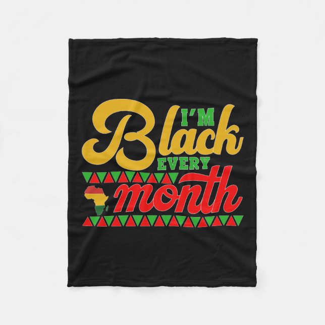 Cobertor De Velo Eu sou preto todos os meses Camisa Negra História  (Frente)