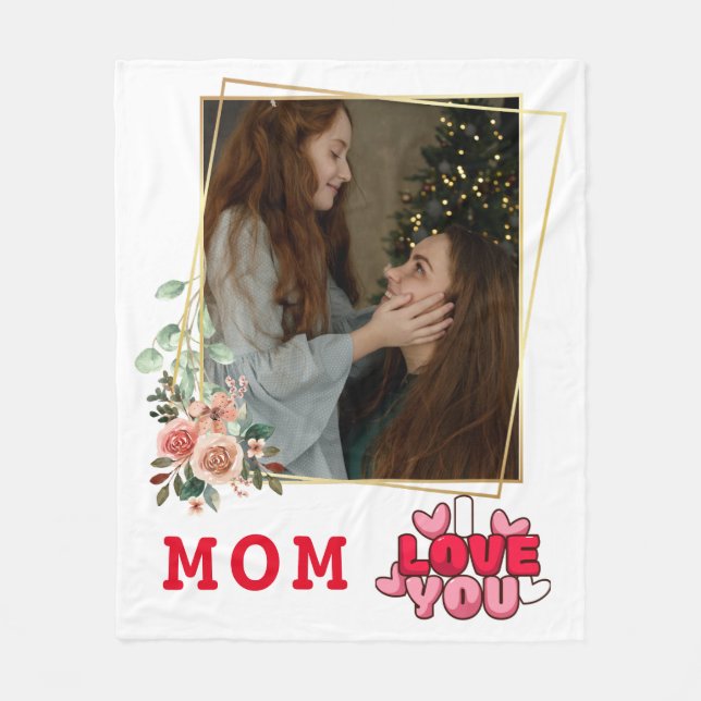Cobertor De Velo Eu Te Amo Foto Da Mãe (Frente)