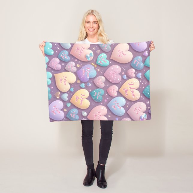 Cobertor De Velo Eu Te Amo - Pastel Cute Bubble Hearts (In Situ)